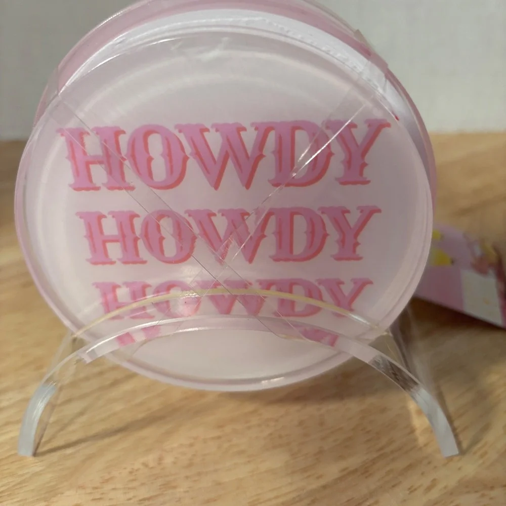 Bread and Butter Howdy Howdy Howdy Pink Coasters Set of 4 Happy Hour New